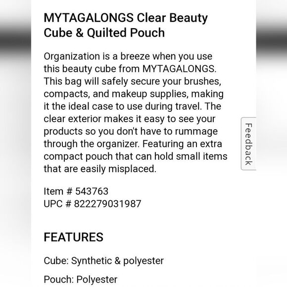 MyTagAlongs Clear Beauty Cube & Quilted Pouch - Picture 5 of 6